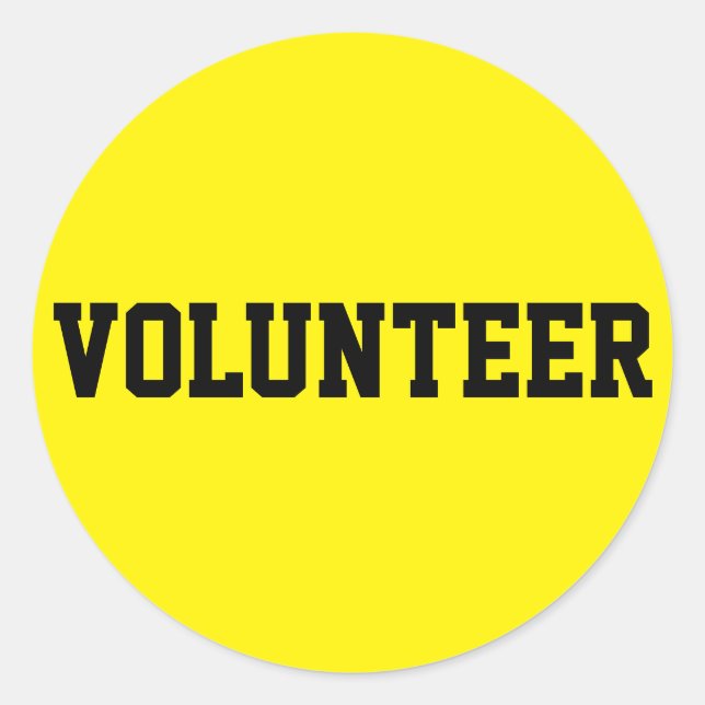 Volunteer Black and Yellow ID Event Badge Classic Round Sticker (Front)