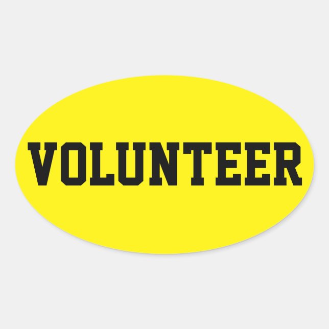 Volunteer Black and Yellow ID Event Badge Oval Sticker (Front)