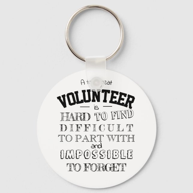 Volunteer button Appreciation Gift Thank you quote Keychain (Front)