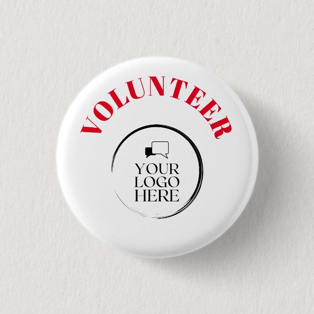 Volunteer Button Badge with Custom Logo (Front)