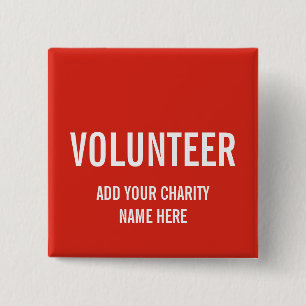 VOLUNTEER BUTTON PIN   RED