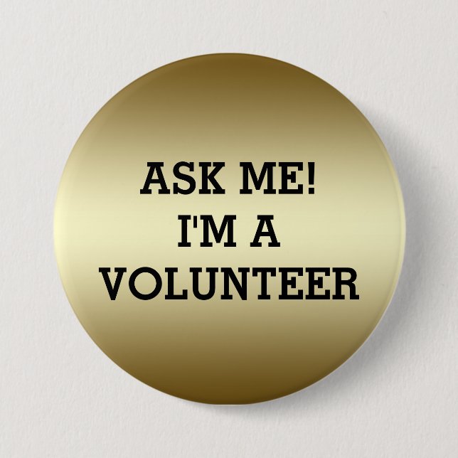 VOLUNTEER BUTTONS PINS | GOLD BLACK (Front)