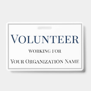 Volunteer Custom Name Badge Simple Text