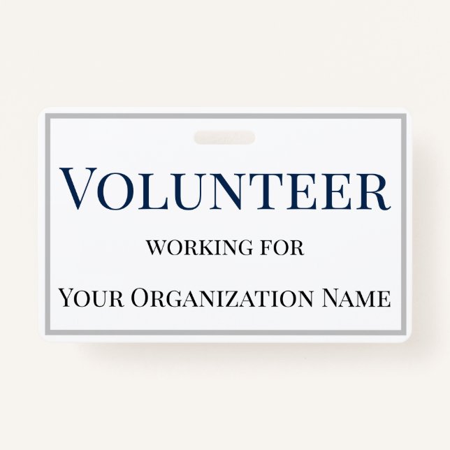 Volunteer Custom Name Badge Simple Text (Front)