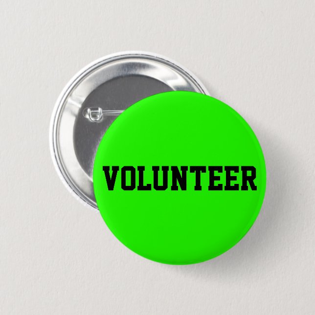 Volunteer Customized Bright Green 2 Inch Round Button (Front & Back)