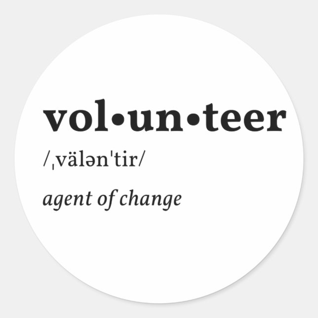 Volunteer Dictionary Description Classic Round Sticker (Front)