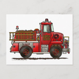 Volunteer Fire Truck Firefighter Postcard