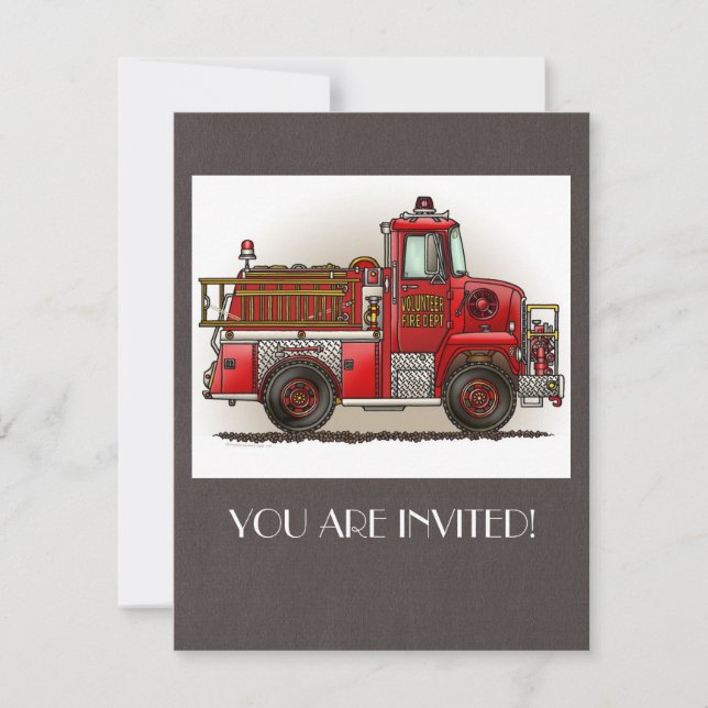 Volunteer Fire Truck Invitation (Front)