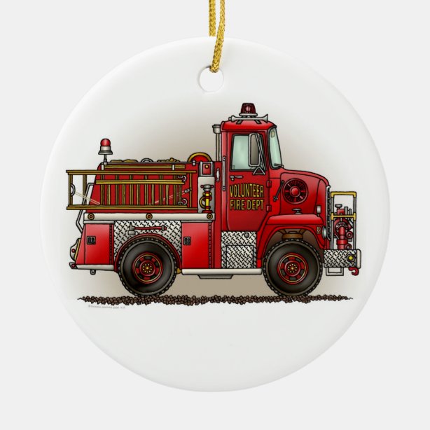 Fire Truck Ornaments & Christmas Ornaments | Zazzle CA