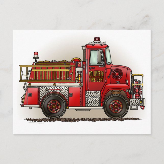 Volunteer Fire Truck Postcard (Front)