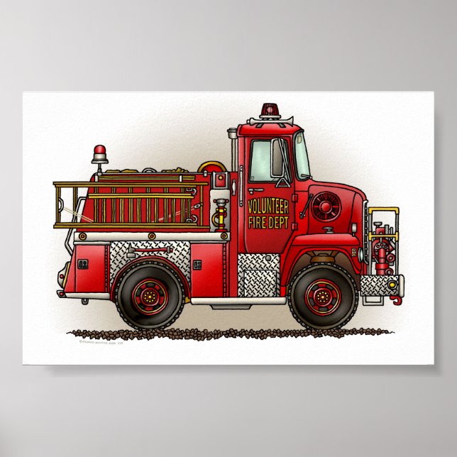 Volunteer Fire Truck Poster (Front)