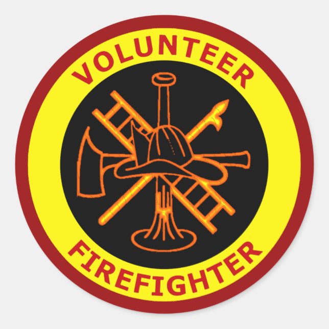 VOLUNTEER FIREFIGHTER CLASSIC ROUND STICKER (Front)