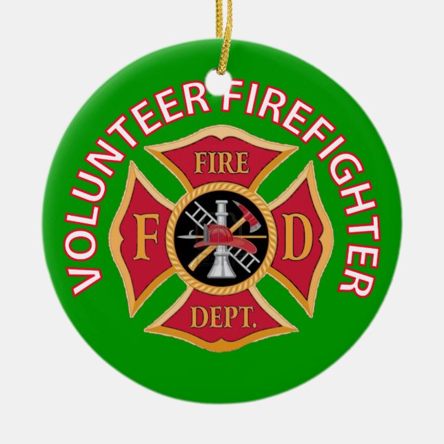 Volunteer Firefighter Custom Ceramic Ornament (Front)