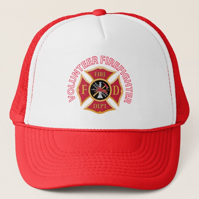Volunteer Firefighter Fireman's Cross Trucker Hat (Front)