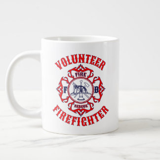 Volunteer Firefighter Flaming Maltese Cross Design Large Coffee Mug