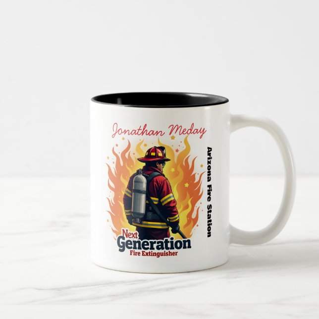 Volunteer Firefighter Funny Saying Two-Tone Coffee Mug (Right)