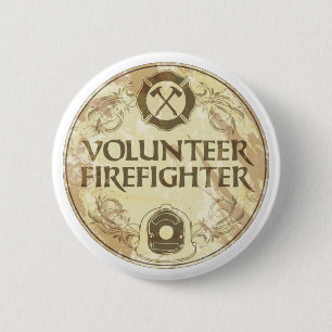 Volunteer Firefighter Grunge 2 Inch Round Button