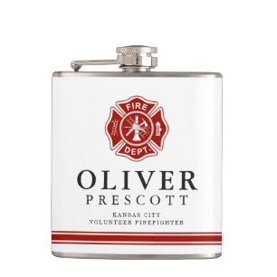 Volunteer Firefighter   Maltese Cross Custom Hip Flask