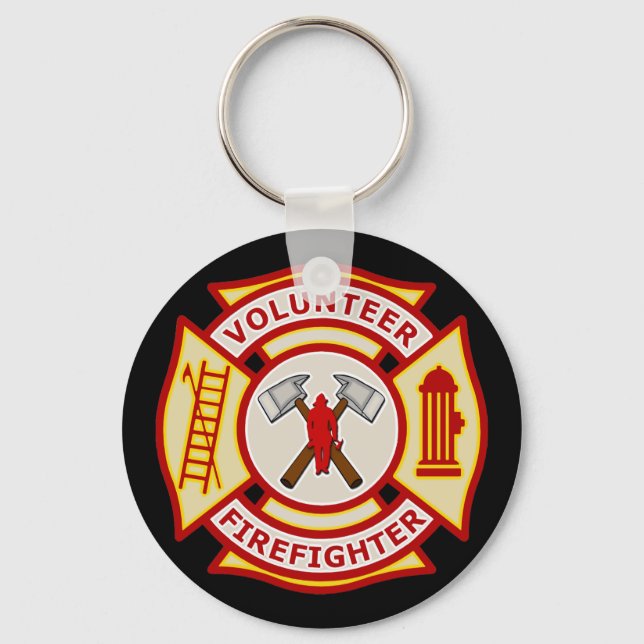 Volunteer Firefighter Maltese Cross Keychain (Front)