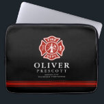 Volunteer Firefighter | Maltese Cross Symbol Black Laptop Sleeve<br><div class="desc">A custom Firefighter themed black laptop case tailored to the volunteer firefighter.  The Maltese Cross is representative of American Firefighters and fire rescue.</div>