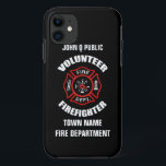 Volunteer Firefighter Name Template iPhone 11 Case<br><div class="desc">Red Fire Department logo. Personalize with your name and department. Great for Volunteer firemen and first responders.</div>