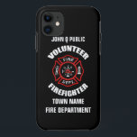 Volunteer Firefighter Name Template iPhone 11 Case<br><div class="desc">Red Fire Department logo. Personalize with your name and department. Great for Volunteer firemen and first responders.</div>