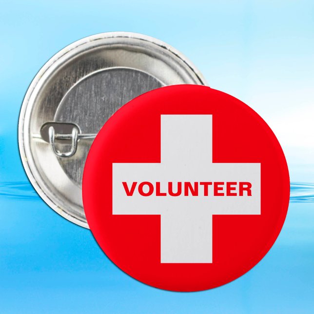 VOLUNTEER & First Aid, medical help, info point 1 Inch Round Button (Creator Uploaded)