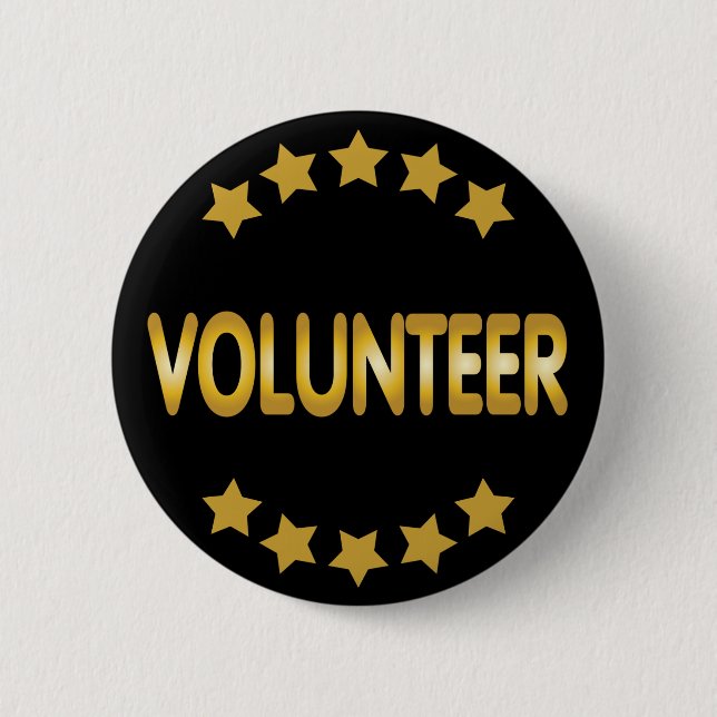 Volunteer gold and black with stars 2 inch round button (Front)