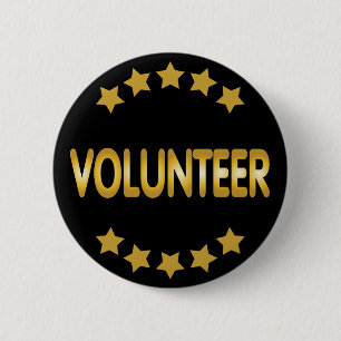 Volunteer gold and black with stars 2 inch round button