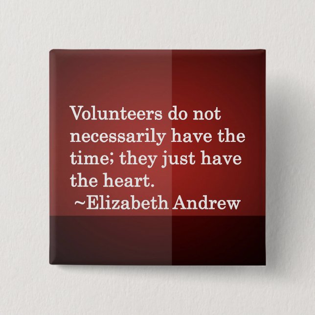 Volunteer Heart 2 Inch Square Button (Front)