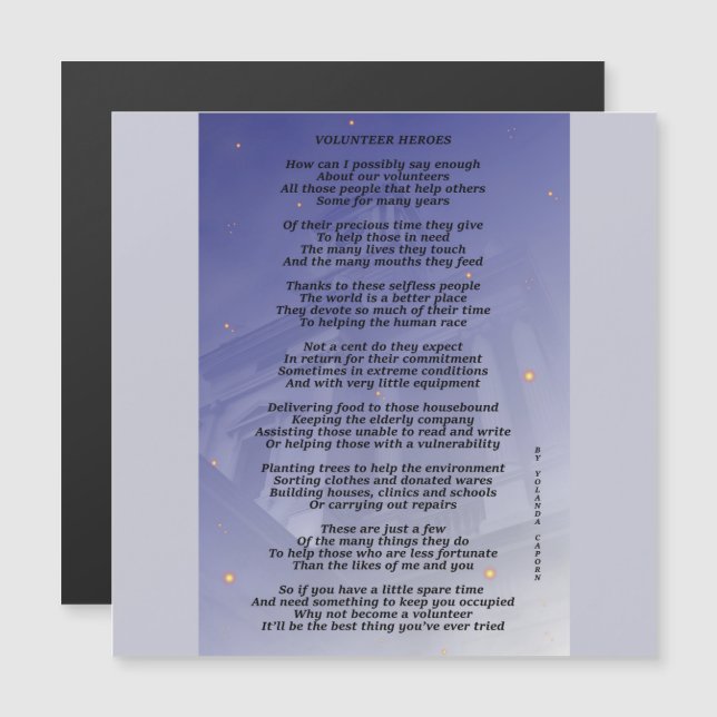 Volunteer Heroes Magnetic Card (Front/Back)