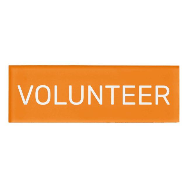 Volunteer Identification on Orange Name Tag (Front)