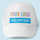 Volunteer Mesh Trucker Hat Custom Logo White<br><div class="desc">Easily personalize this volunteer trucker hat with your own business logo,  job title,  or other custom text. It's adjustable with a mesh back and a foam front. Adjustable unisex style for men or women. Available in other colours. No minimum order quantity and no setup fee.</div>