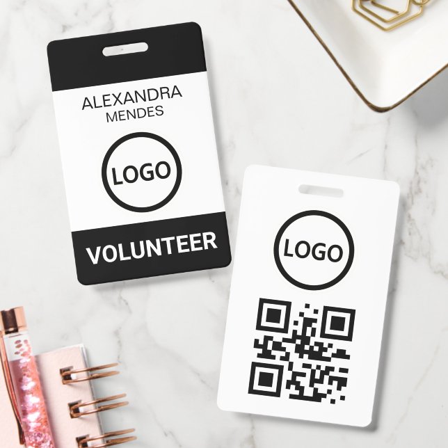 Volunteer Name Badge with Clip Custom Logo (Office)