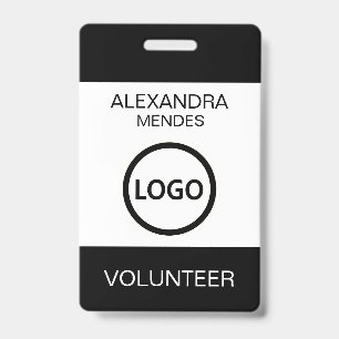 Volunteer Name Badge with Clip Custom Logo