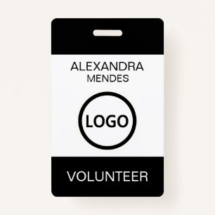 Volunteer Name Badge with Clip Custom Logo
