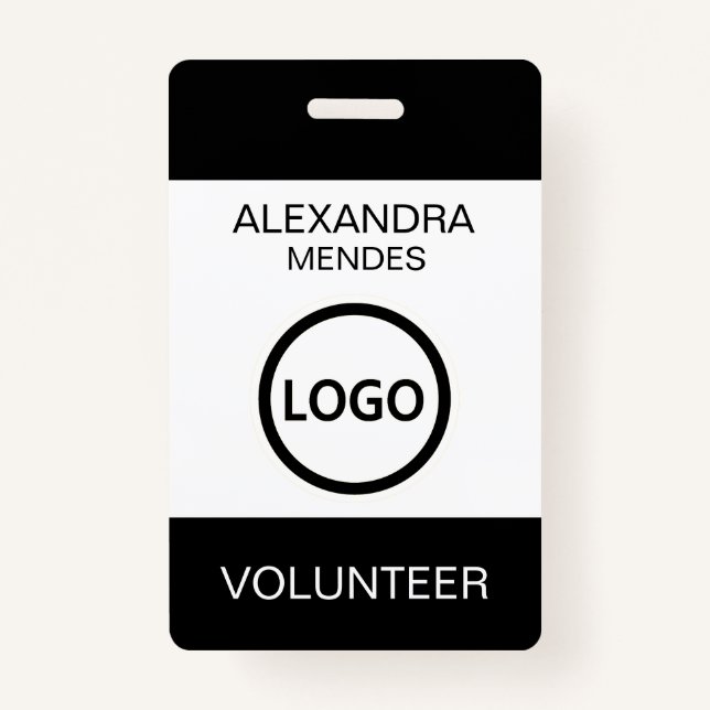 Volunteer Name Badge with Clip Custom Logo (Front)