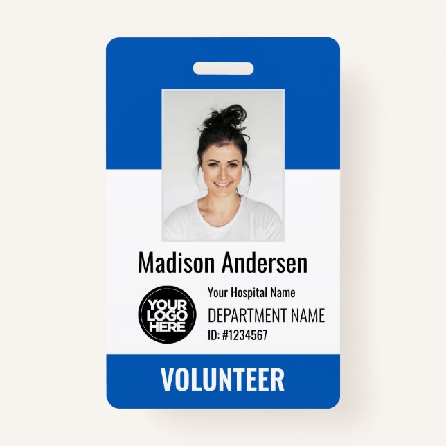 Volunteer Photo ID Badges with Clip or Lanyard (Front)