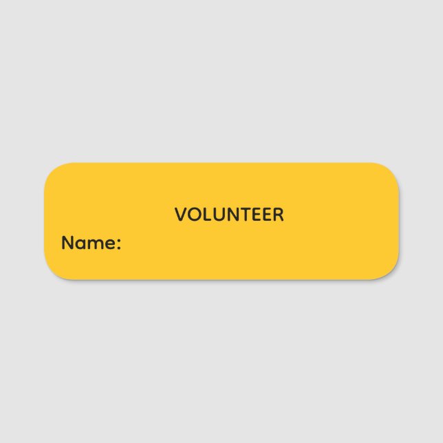 Volunteer Reusable Dry Erase Name Tag (Front)