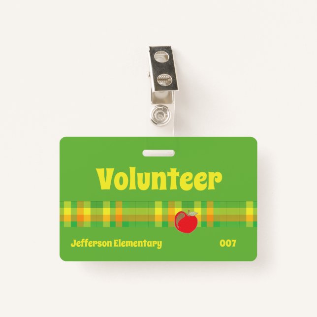 Volunteer school green badge (Front with Clip)