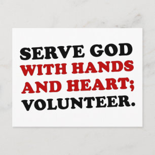 Volunteer Serve God with Hands & Heart (2) Postcard
