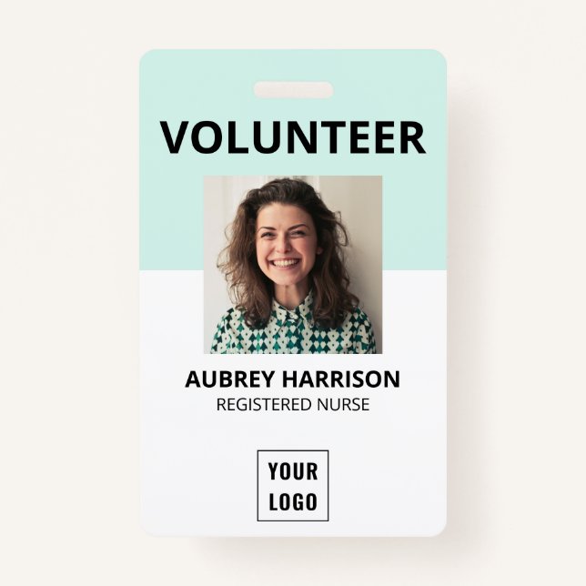 Volunteer Simple Photo ID Badge (Front)