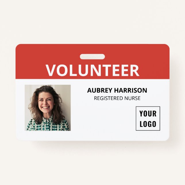 Volunteer Simple Photo ID Badge (Front)