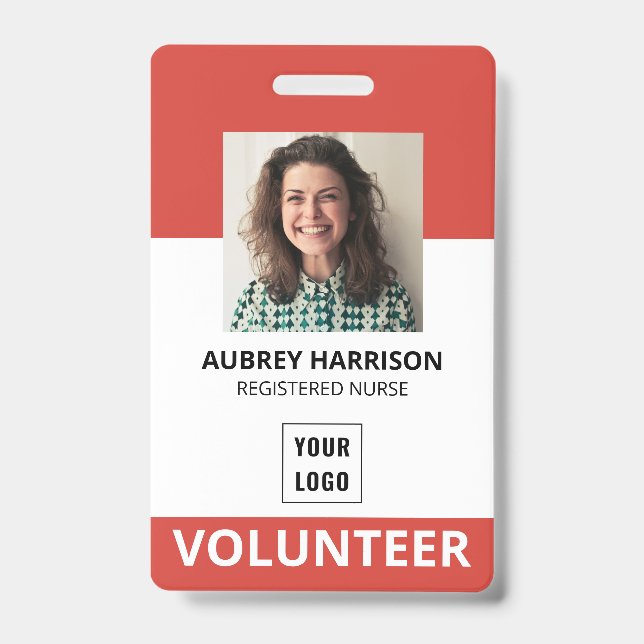 Volunteer Simple Photo ID Badge (Front)