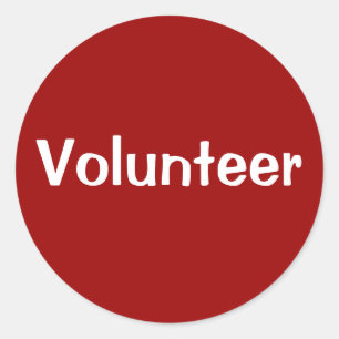Volunteer Stickers - White on Red