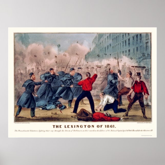 Volunteer Street Fight in Baltimore 1861 Poster (Front)