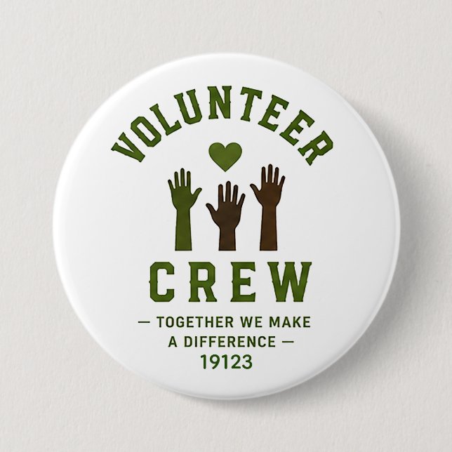 ❤️ Volunteer Team Community Service ❤️ 3 Inch Round Button (Front)