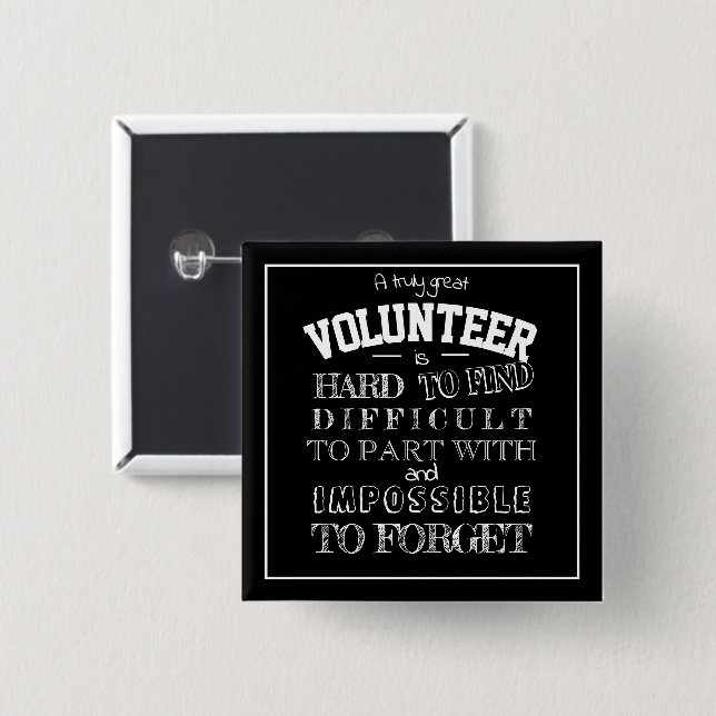 Volunteer Thank you Appreciation Gift script black 2 Inch Square Button (Front & Back)