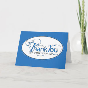 Volunteer Thank You Blue Script Card