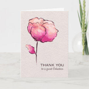 Volunteer Thank You Watercolor Flower Card